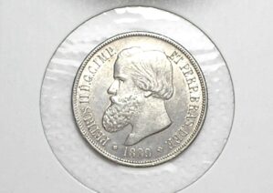 1.000 Réis - 1889 / Império / Cabeça de Petrus 2º / Rara / Soberba/Flor de Cunho / Prata / Cod.Alb