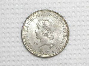 1.000 Réis - 1907 / Flor de Cunho / República / Prata / Cod.Alb