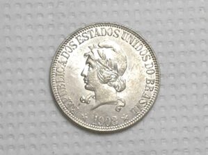 1.000 Réis - 1908 / Flor de Cunho / República / Prata / Cod.Alb
