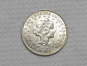 1.000 Réis - 1913 / Estrelas Soltas / Flor de Cunho / República / Prata / Cod.Alb1