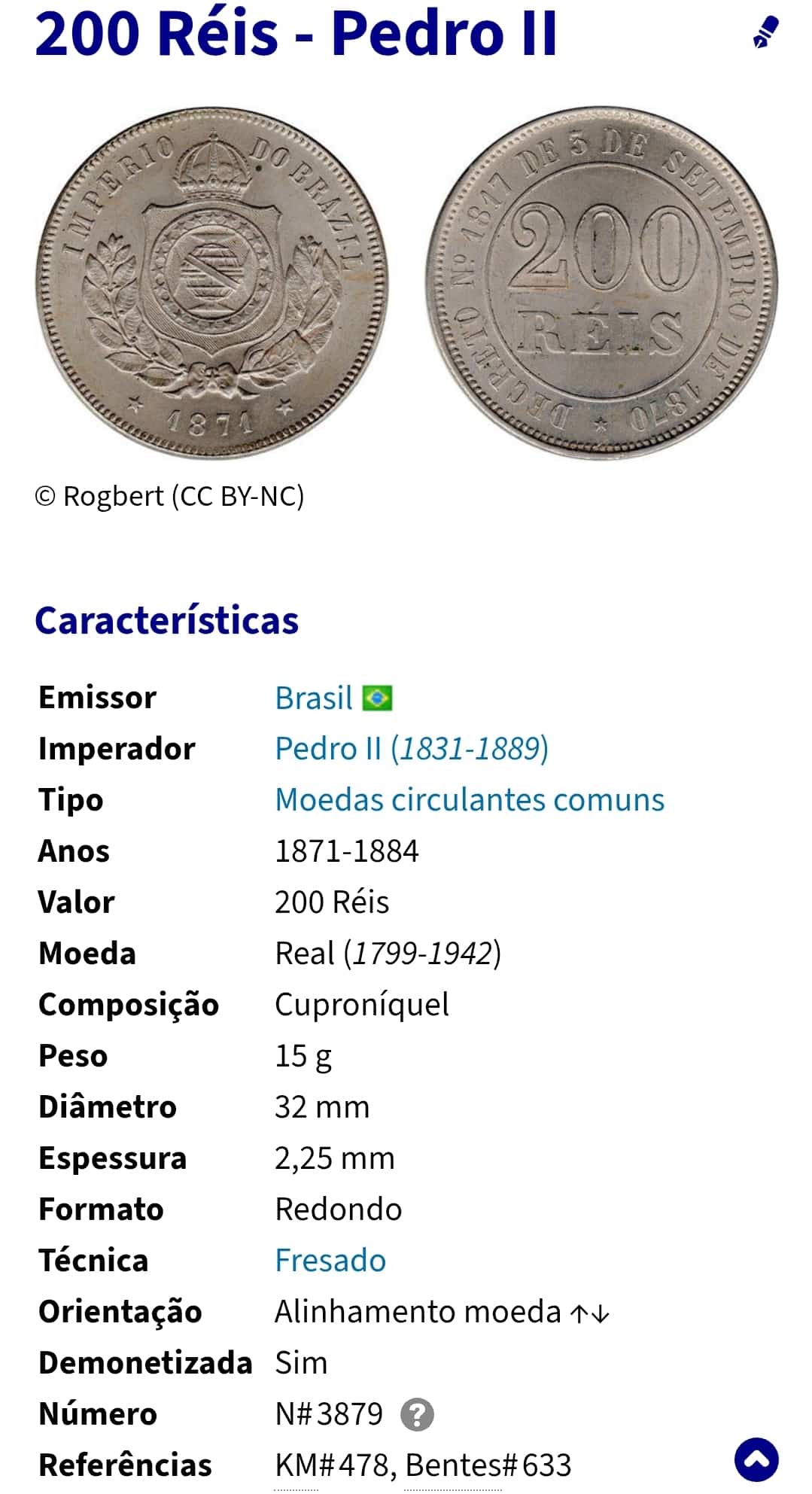 | Casa do Colecionador 200 Réis 1871 Sku 2251