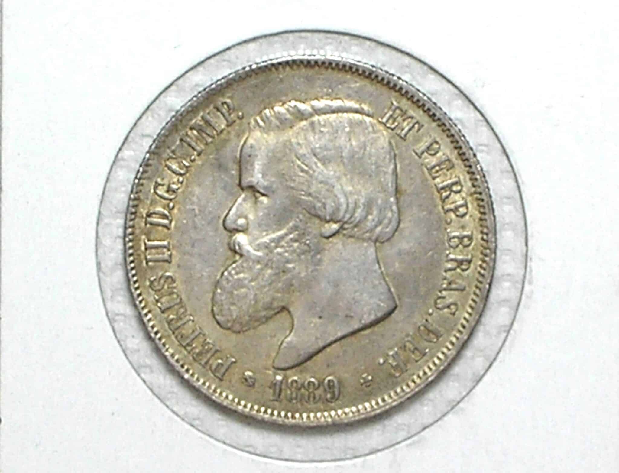 | Casa do Colecionador 2.000 Réis - 1889 / Data - Algarismos Juntos / Império / Mbc/Sob / Prata / Cod.Alb