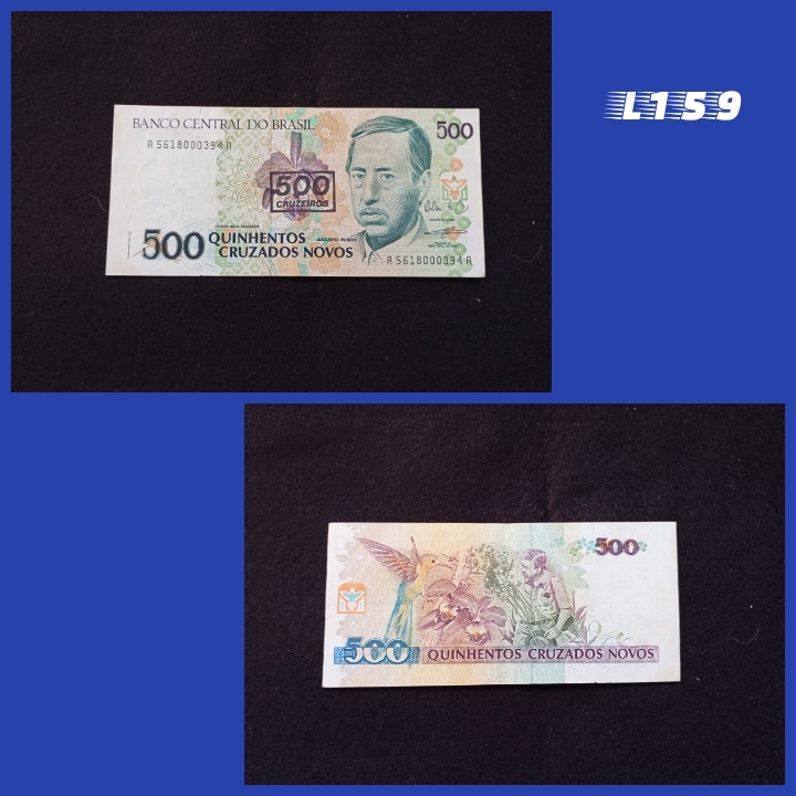 | Casa do Colecionador 500 Cruzados Novos 1990 C213 carimbo 500 Cruzeiros L159