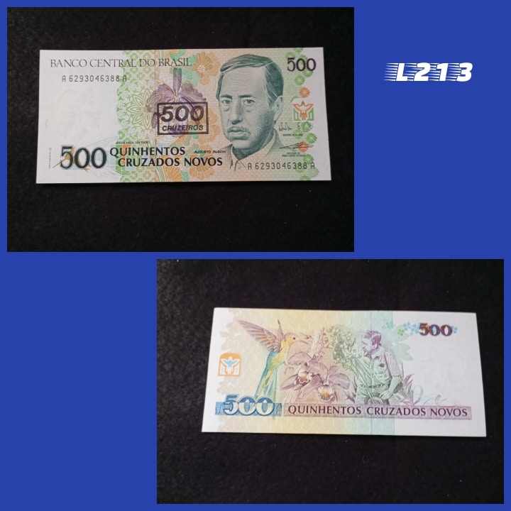 | Casa do Colecionador 500 Cruzados Novos 1990 C213 carimbo 500 Cruzeiros L213