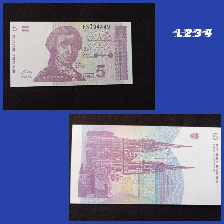 | Casa do Colecionador Cédula Croácia 5 Dinar 1991 L234