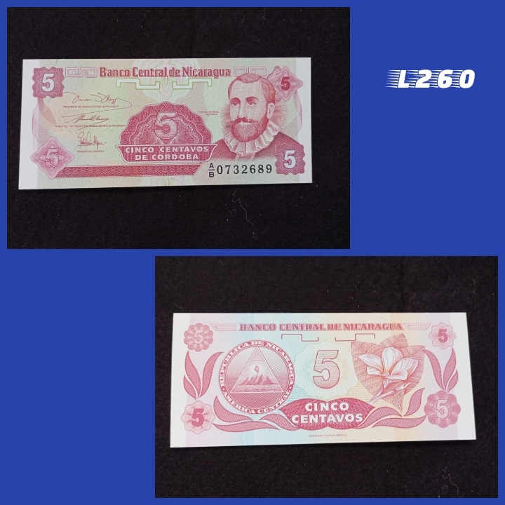 | Casa do Colecionador Cédula Nicarágua 5 Centavos de Córdoba 1991 L260