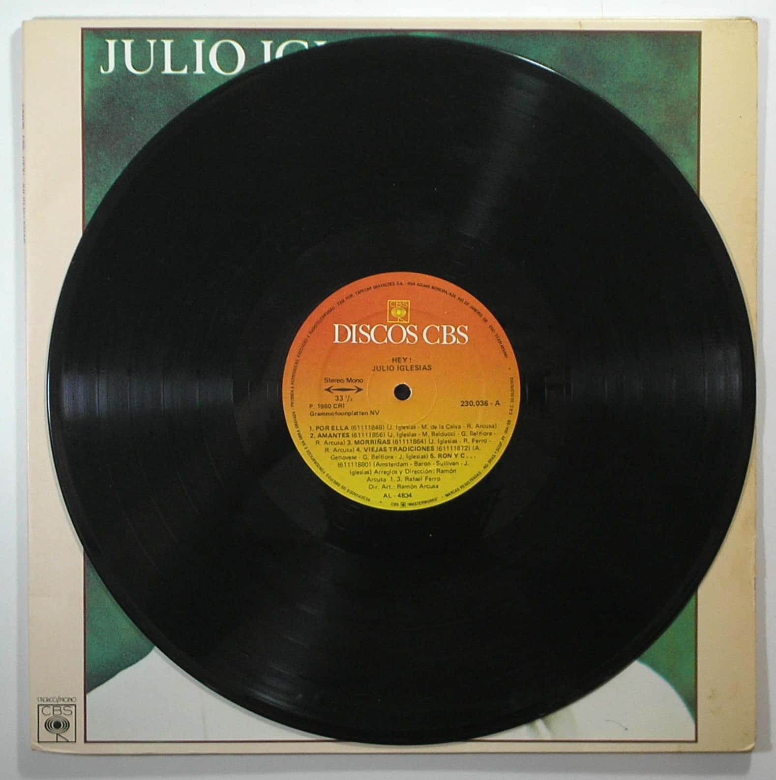 | Casa do Colecionador Álbum Vinil Disco " Julio Iglesias "- Hey / - Parada 1980 (Grandes Sucessos) / CBS / Em Excelente estado de conservação / Disco para coleção