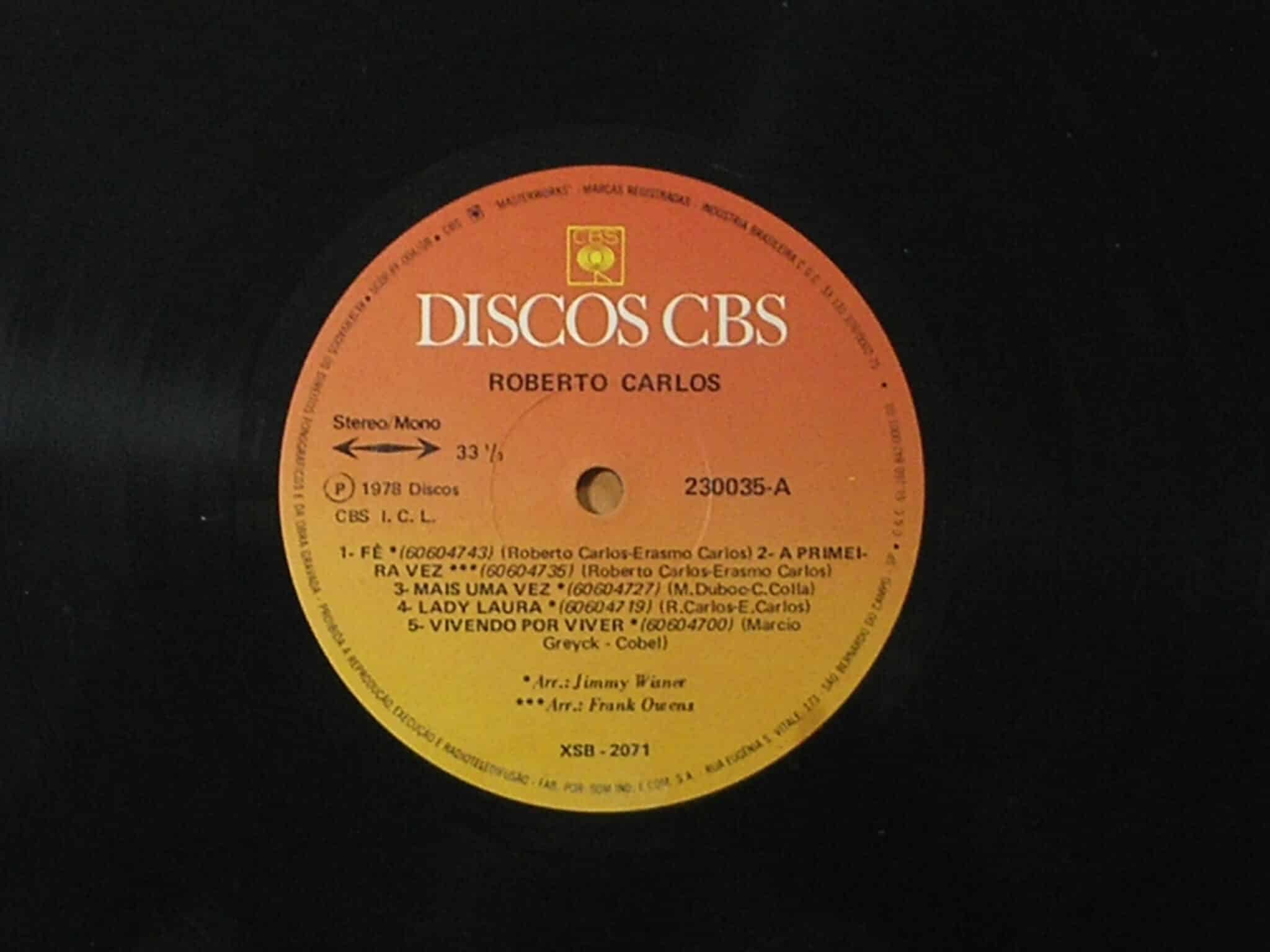 | Casa do Colecionador Álbum Vinil Disco "Roberto Carlos "- Fé - Musica suave / - Parada 1978 (Grandes Sucessos / CBS / Em muito bom estado de conservação