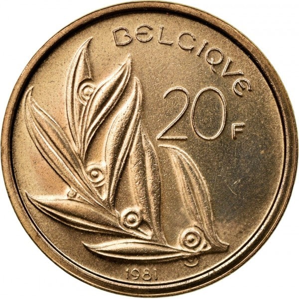 | Casa do Colecionador Bélgica 20 Franc 1981 Moeda Bélgica