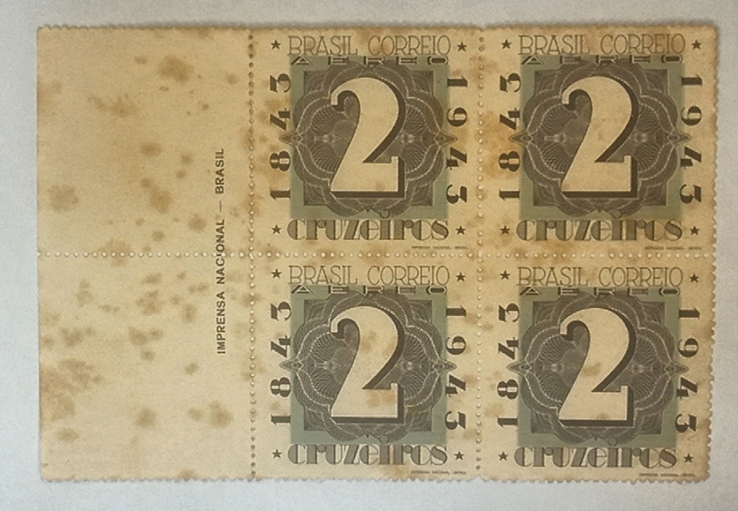 | Casa do Colecionador BRASIL- CORREIO AÉREO - SELO RHM #A49 - Cr$ 2,00 - AVIAÇÃO - 1943