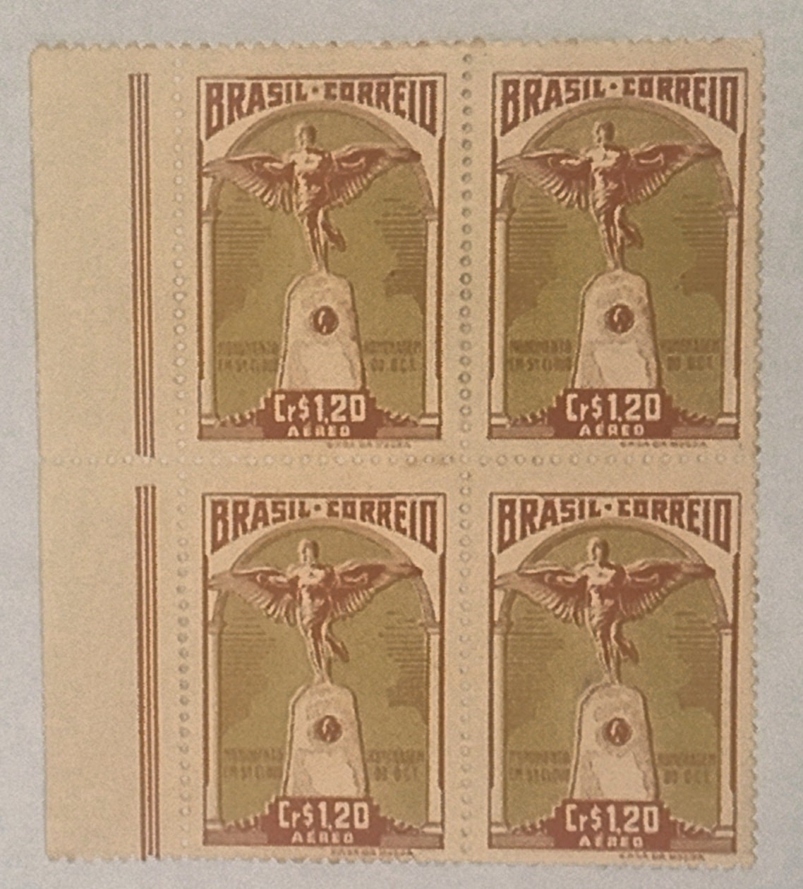 | Casa do Colecionador BRASIL- CORREIO AÉREO - SELO RHM #A62 - Cr$ 1,20 - AVIAÇÃO - 1947