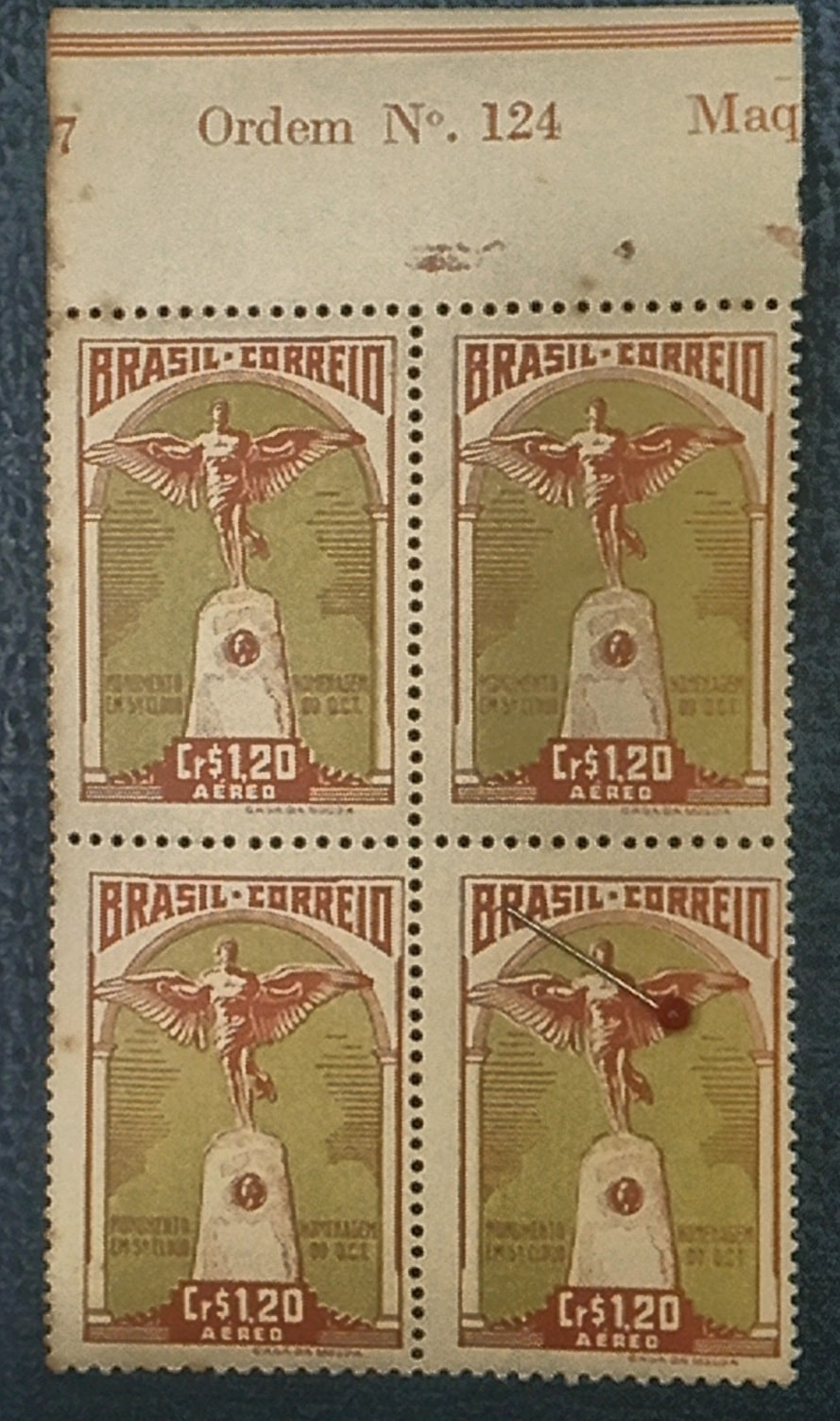 | Casa do Colecionador BRASIL- CORREIO AÉREO - SELO RHM #A62A - Cr$ 1,20 - AVIAÇÃO - 1947