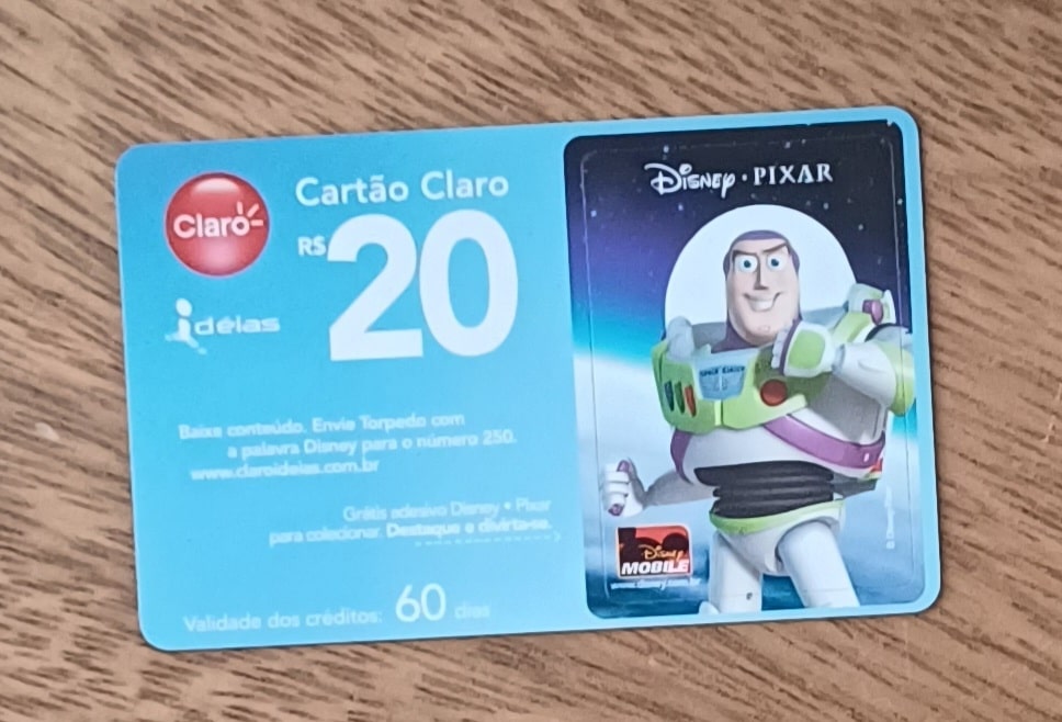| Casa do Colecionador Cartão telefone Brasil Claro recarga de 20. Toy story.
