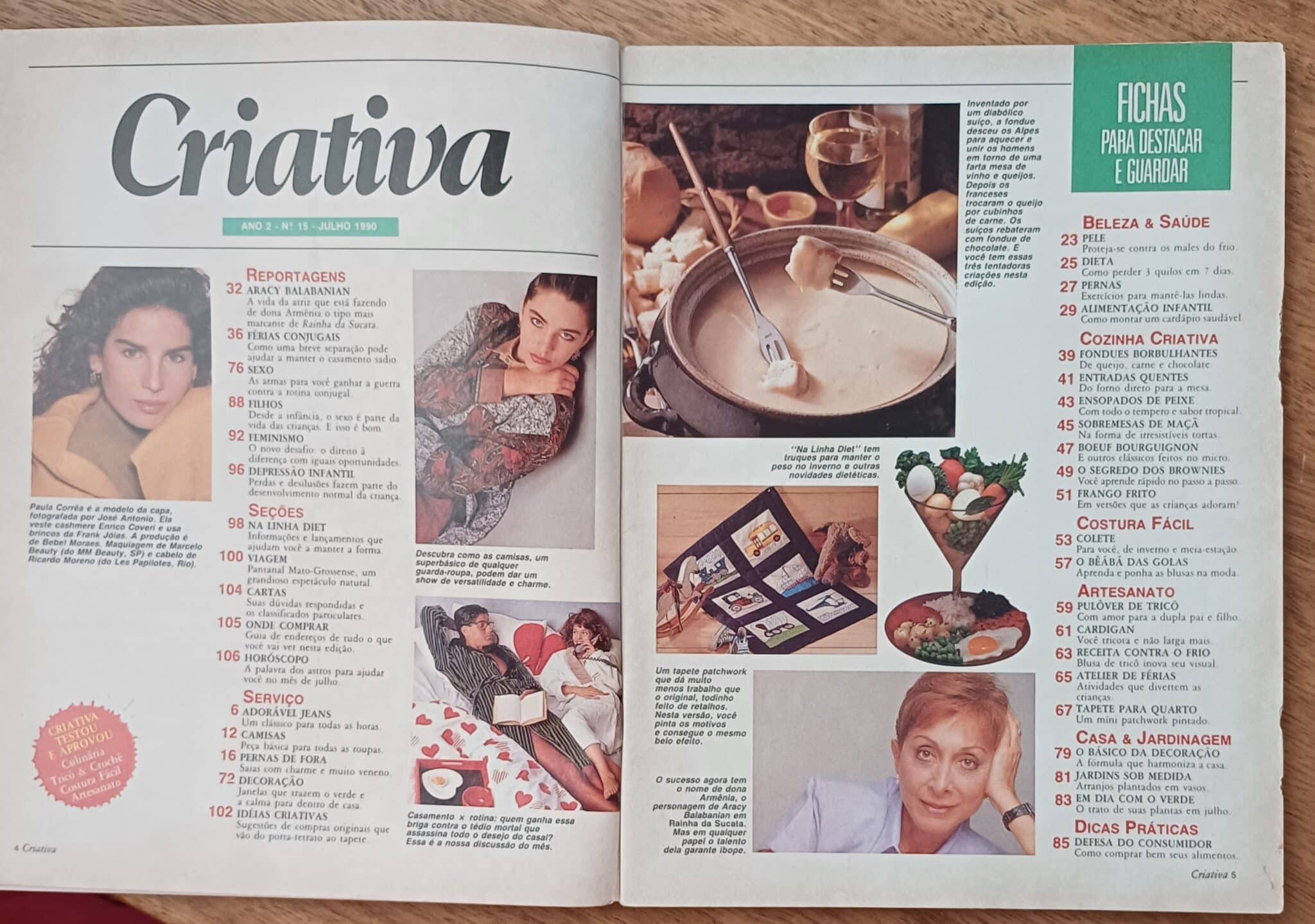 | Casa do Colecionador G28. Revista Criativa 15 ano 1990. Com fichas e molde. - Imagem 2