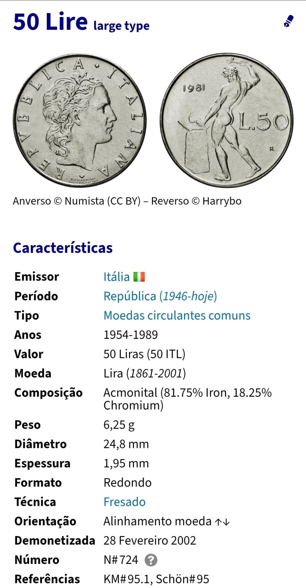 | Casa do Colecionador Moedas do mundo Itália Sku 2241