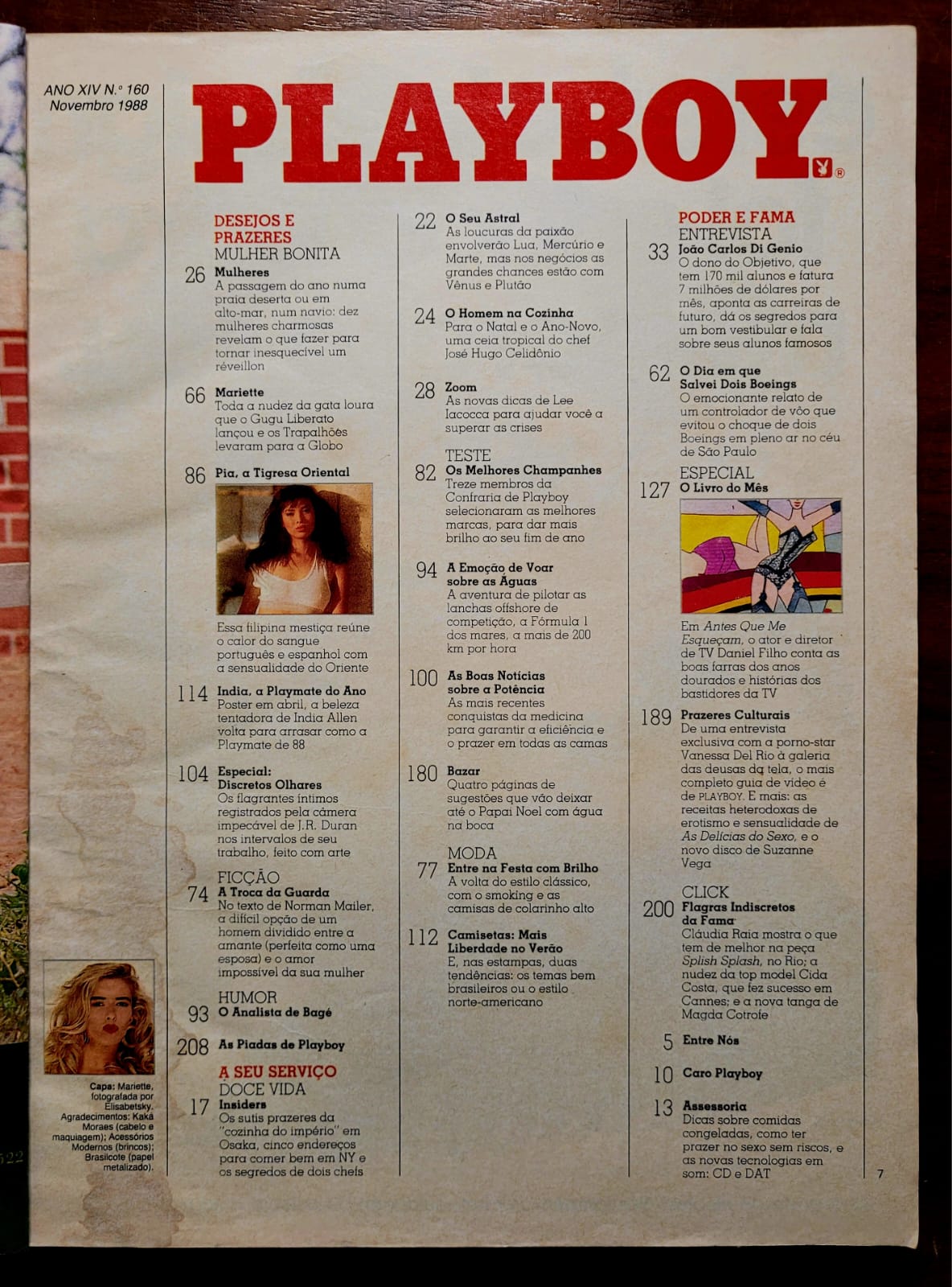 | Casa do Colecionador Playboy Nº 160 - Mariette | Gata Lançada por Gugu | Novembro de 1988 - Imagem 3