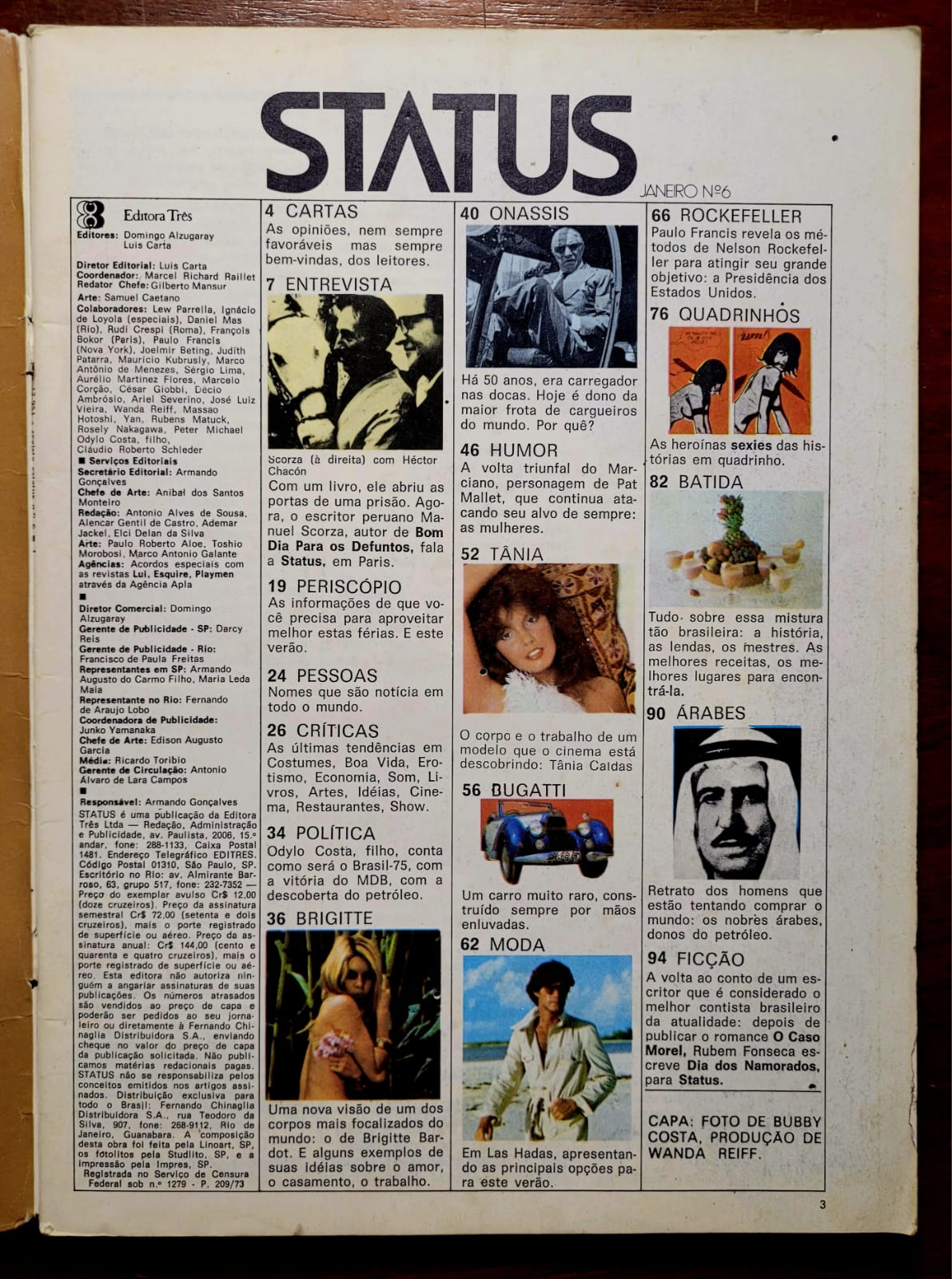 | Casa do Colecionador Revista Status Nº 06 – Brigitte Bardot & Tânia Caldas | Edição Clássica | Janeiro 1975 - Imagem 2