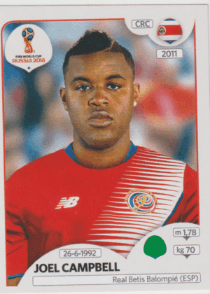 figurinha copa do mundo 2018 Costa rica nº409