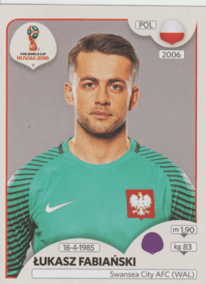 figurinha copa do mundo 2018 polonia nº595