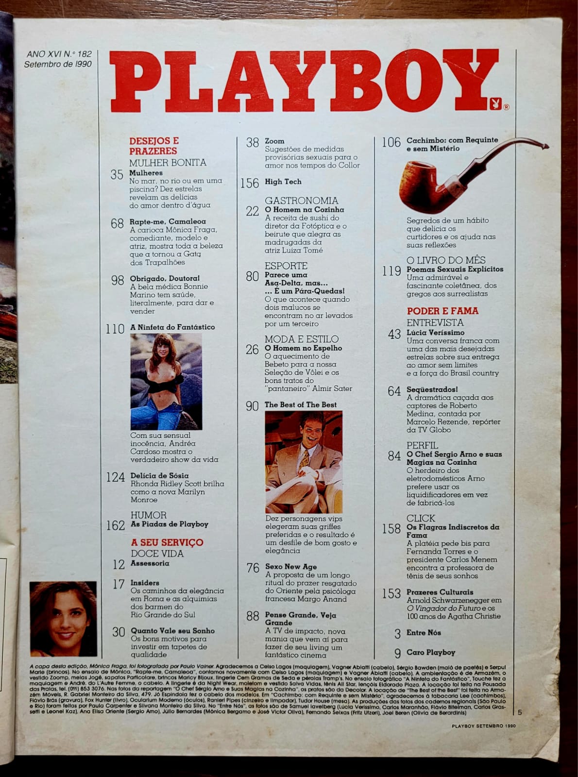 | Casa do Colecionador Playboy Nº 182 (Setembro/1990) Mônica Fraga A Gata dos Trapalhões | Pôster Bonnie Marino | Entrevista Lúcia Veríssimo