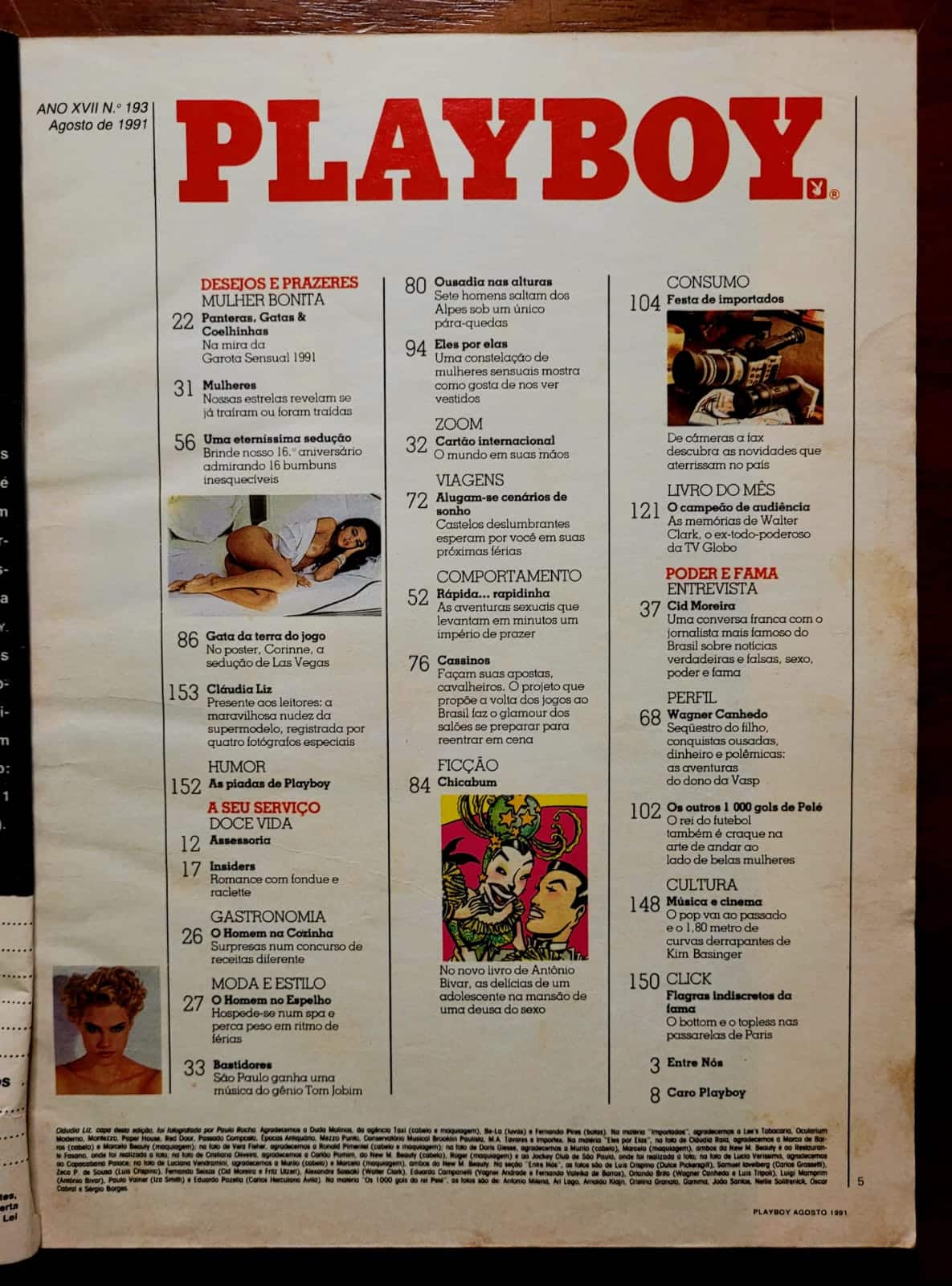 | Casa do Colecionador Playboy Nº 193 (Agosto/1991) Cláudia Liz – Pôster Corinne Harney – Edição Especial 16º Aniversário