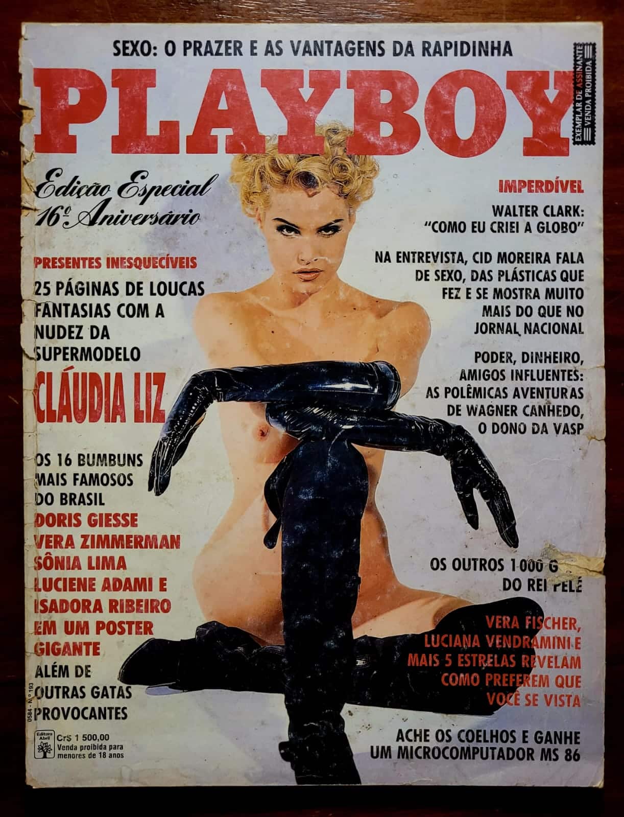 | Casa do Colecionador Playboy Nº 193 (Agosto/1991) Cláudia Liz – Pôster Corinne Harney – Edição Especial 16º Aniversário