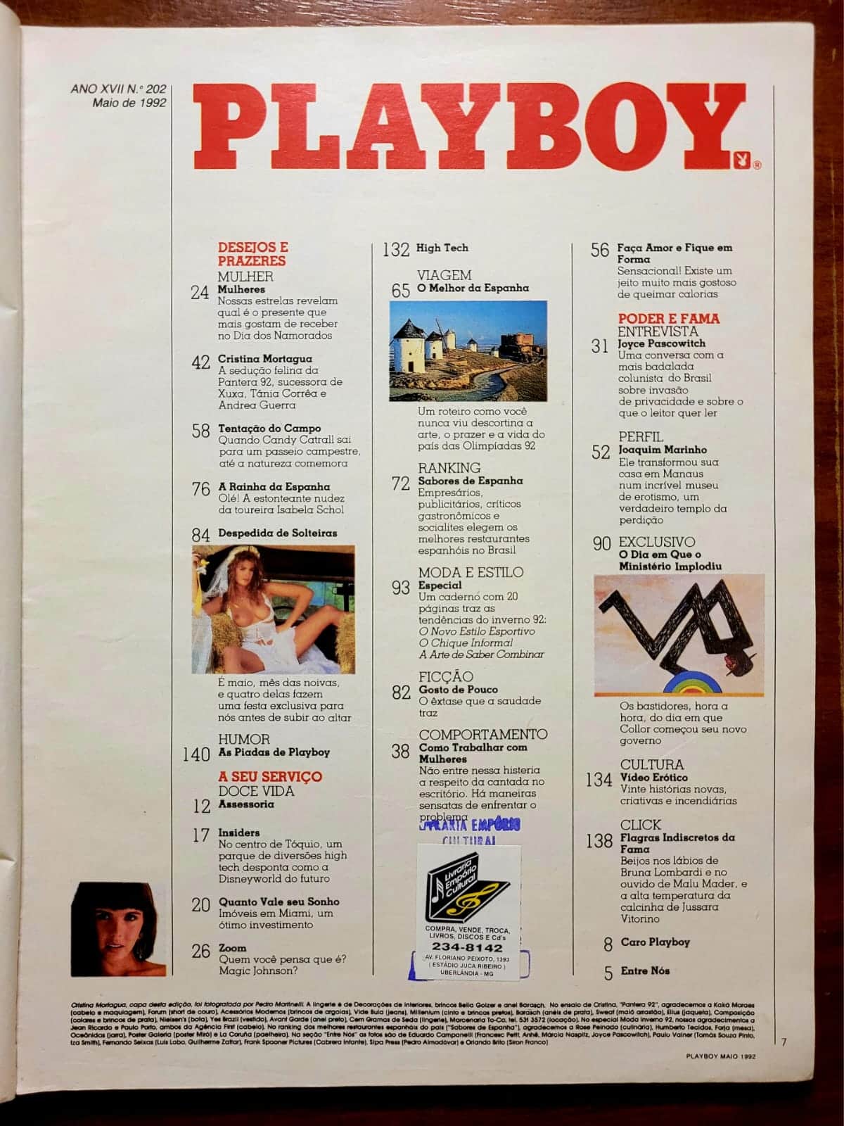| Casa do Colecionador Playboy Nº 202 (Maio/1992) Cristina Mortágua | Pantera 92 | Não possui o Guia de Nova York