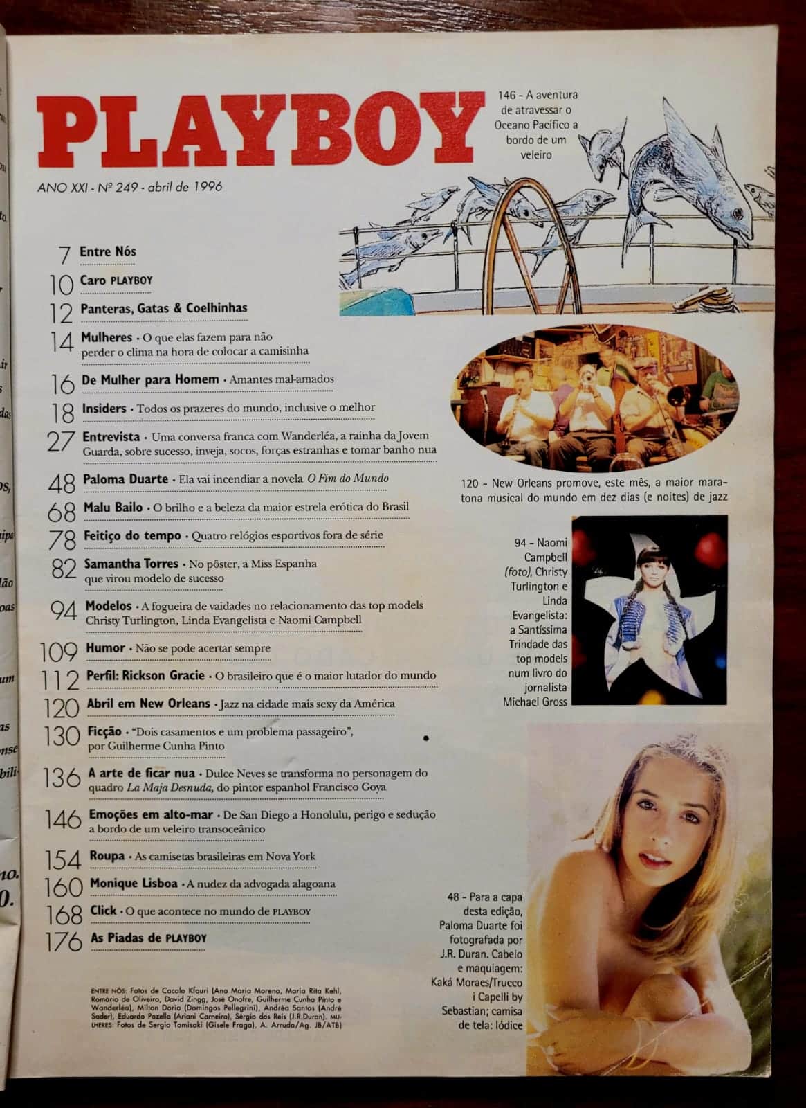 | Casa do Colecionador Playboy Nº 249 (Abr/1996) Paloma Duarte | Entrevista Wanderléa + Rickson Gracie | Exemplar de Assinante