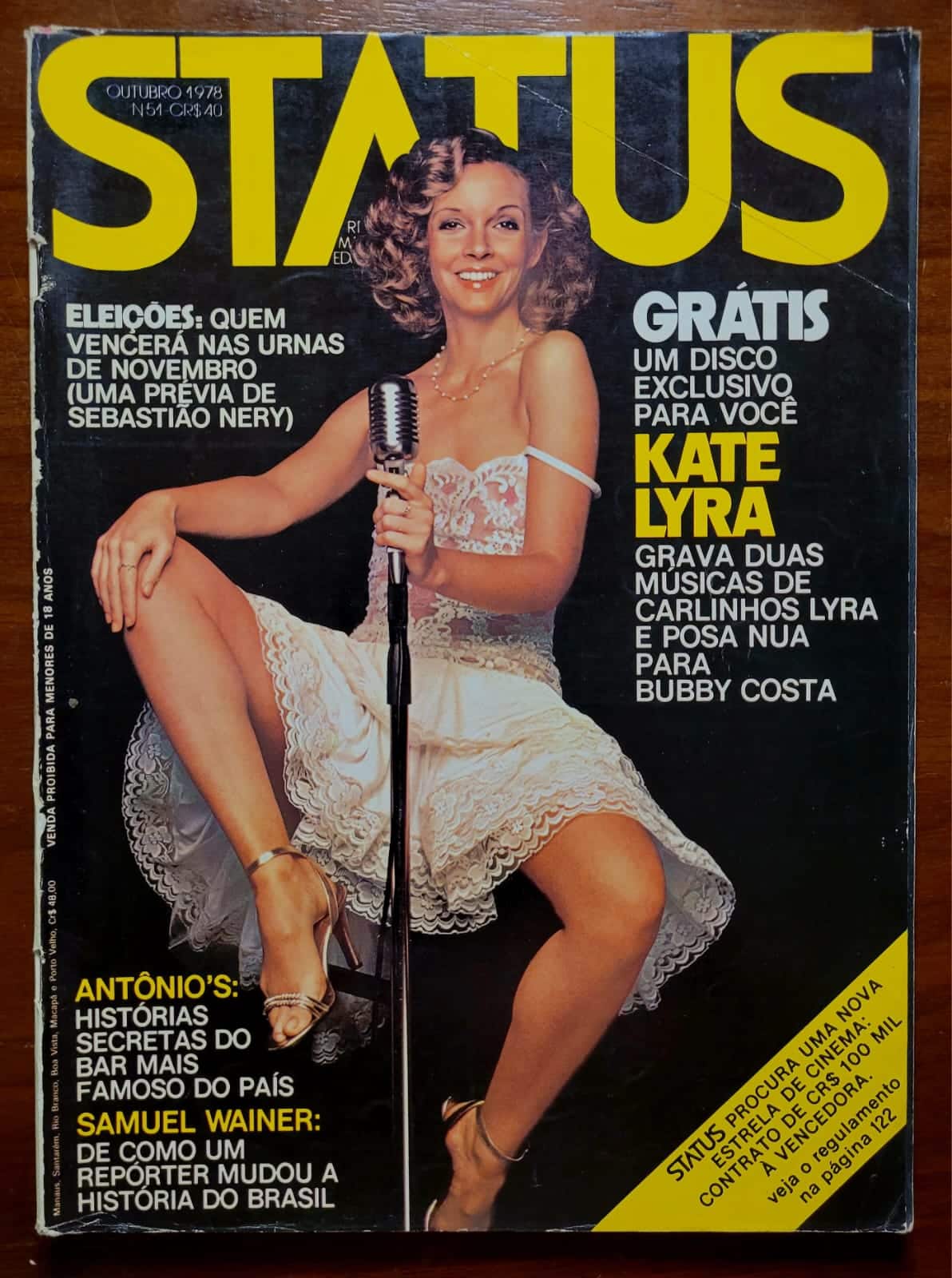 | Casa do Colecionador Revista Status Nº 51 – Kate Lyra | Ensaio Exclusivo - Disco Promocional (Não Incluso) | Outubro 1978