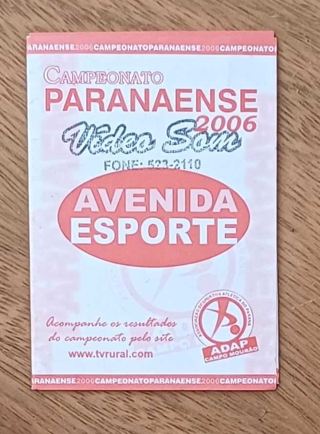 | Casa do Colecionador Tabela Campeonato Paranaense 2006.