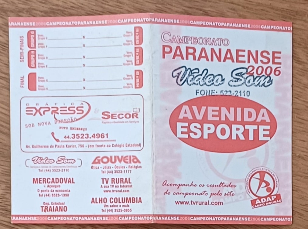 | Casa do Colecionador Tabela Campeonato Paranaense 2006.