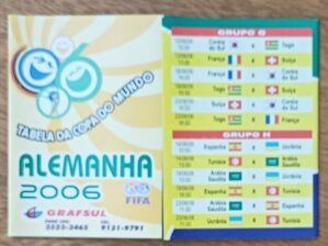 Tabela copa do Mundo 2006 Alemanha. Valor de cada uma.