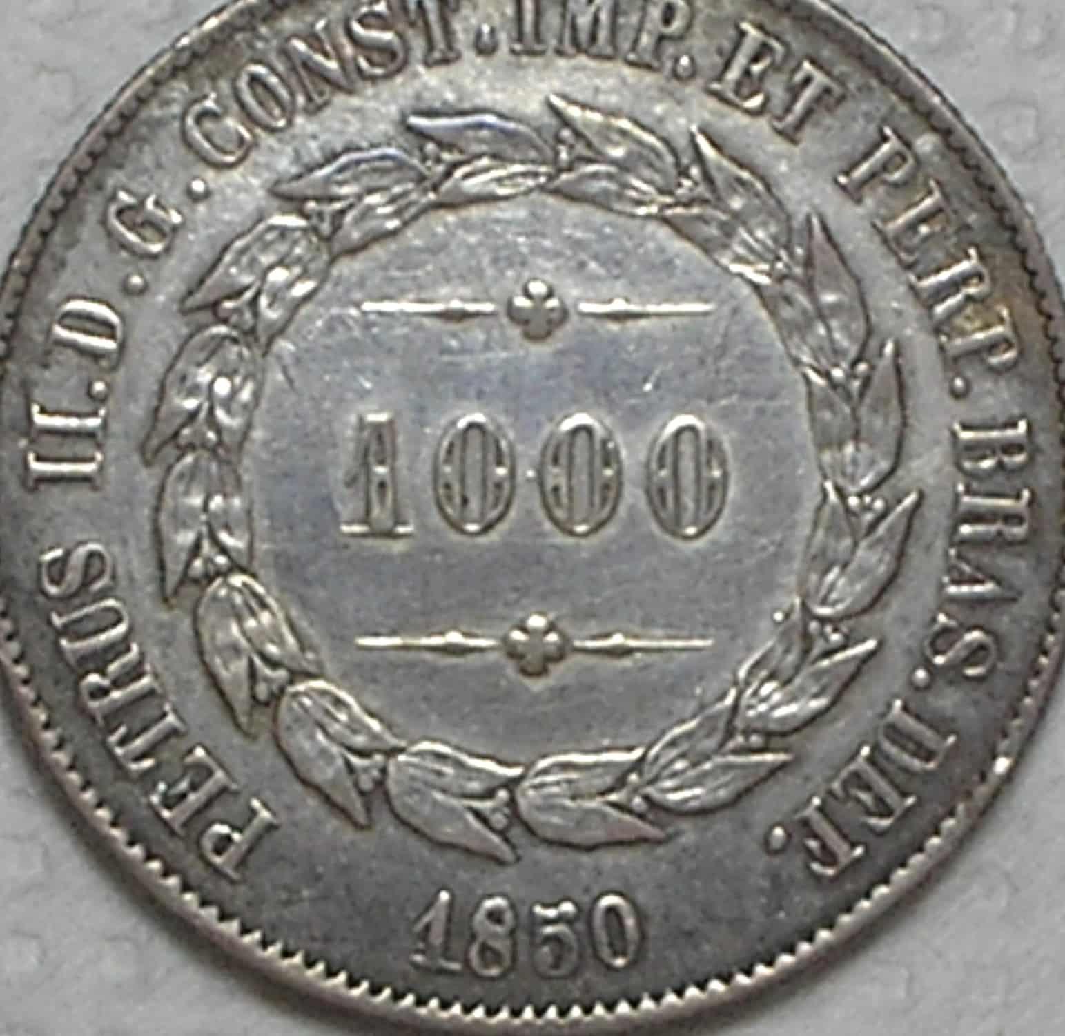 | Casa do Colecionador 1.000 Réis - 1850 / Ponto entre Zeros / Rara / Mbc/S / cod.450
