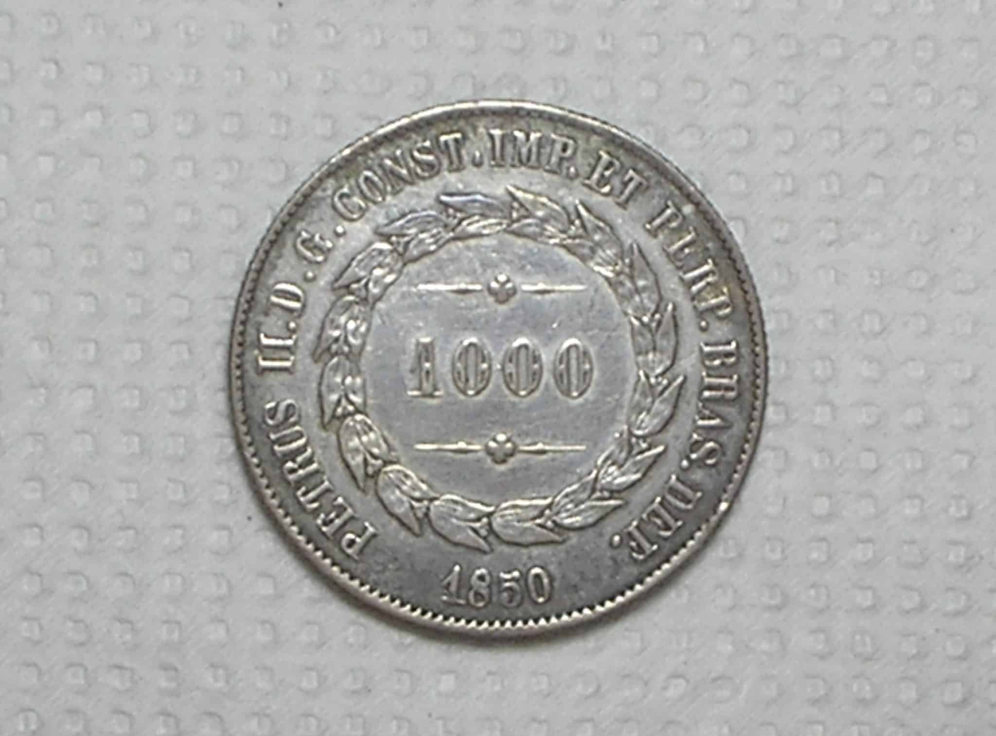 | Casa do Colecionador 1.000 Réis - 1850 / Ponto entre Zeros / Rara / Mbc/S / cod.450