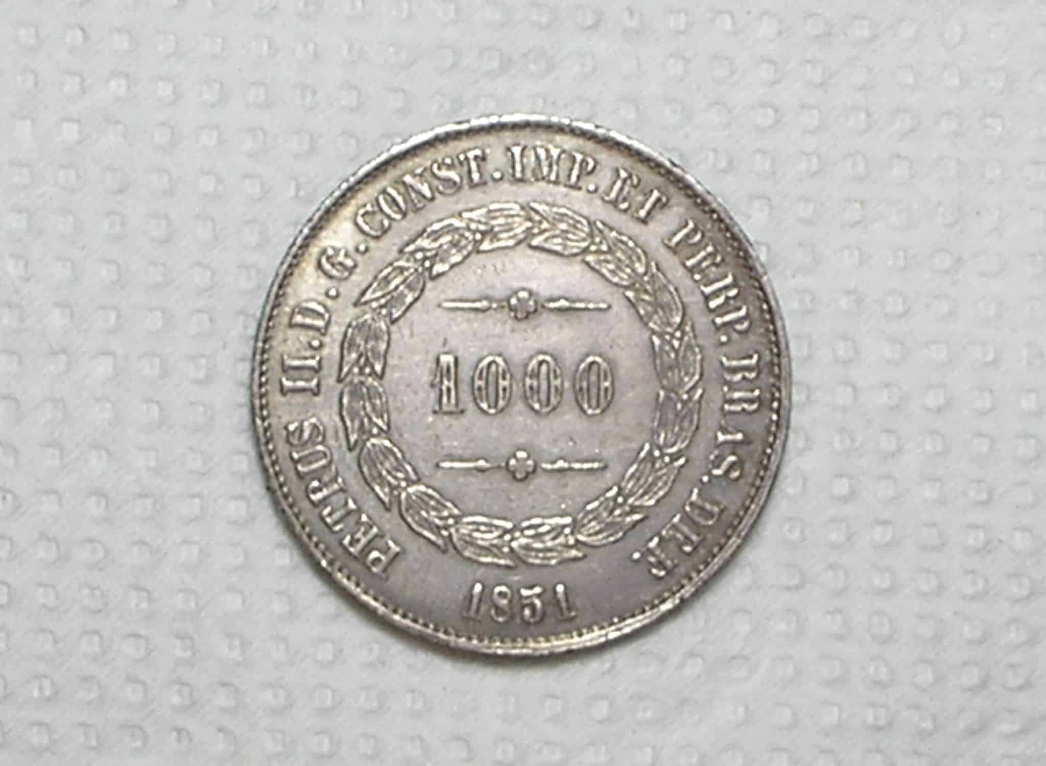 | Casa do Colecionador 1.000 Réis – 1851 / Soberba / Prata / cod.450