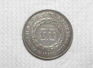 1.000 Réis – 1854 / Esfera Armilar e Galho Esquerdo Duplo / Mbc/Sob / Prata / cod.450.1
