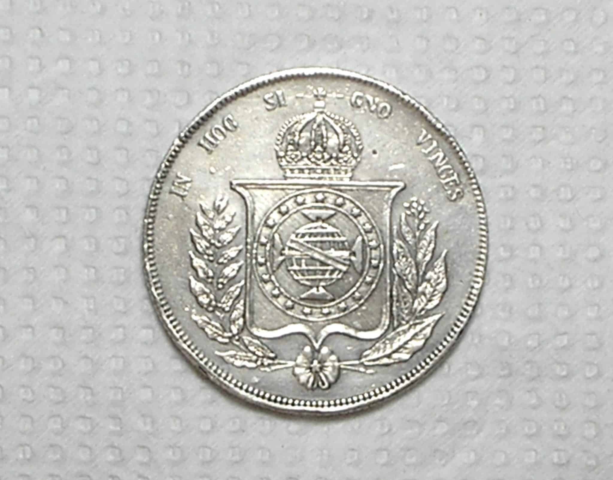 | Casa do Colecionador 1.000 Réis – 1854 / Mbc / Prata / cod.450