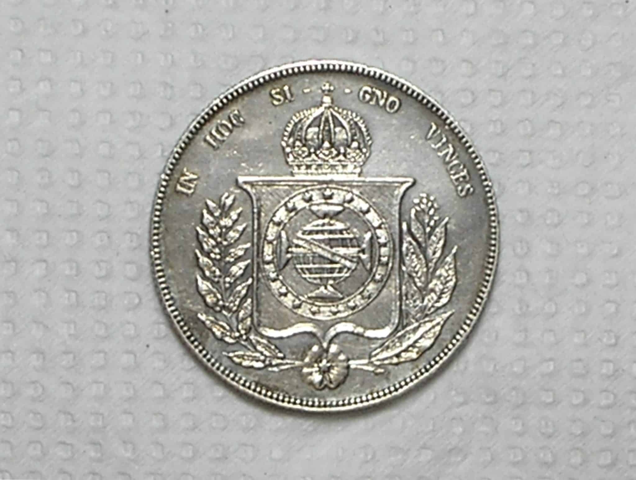 | Casa do Colecionador 1.000 Réis – 1856 / Ponto Entre Zeros / Data Emendada / Soberba / Prata / cod.450.2