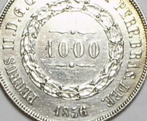 1.000 Réis - 1856 // Variante pontos entre zeros (0.0) / Soberba / Império - Prata