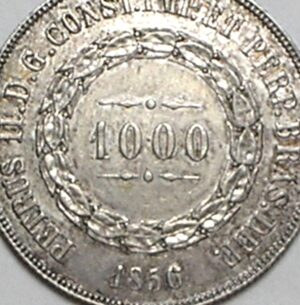 1.000 Réis - 1856 // Variante pontos entre zeros (0.0) / Soberba / Império - Prata