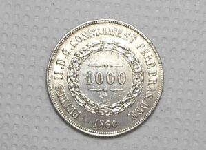 1.000 Réis - 1860 / Data Não Emendada - 60 Zero pequeno / Prata Império / Soberba / cod.340