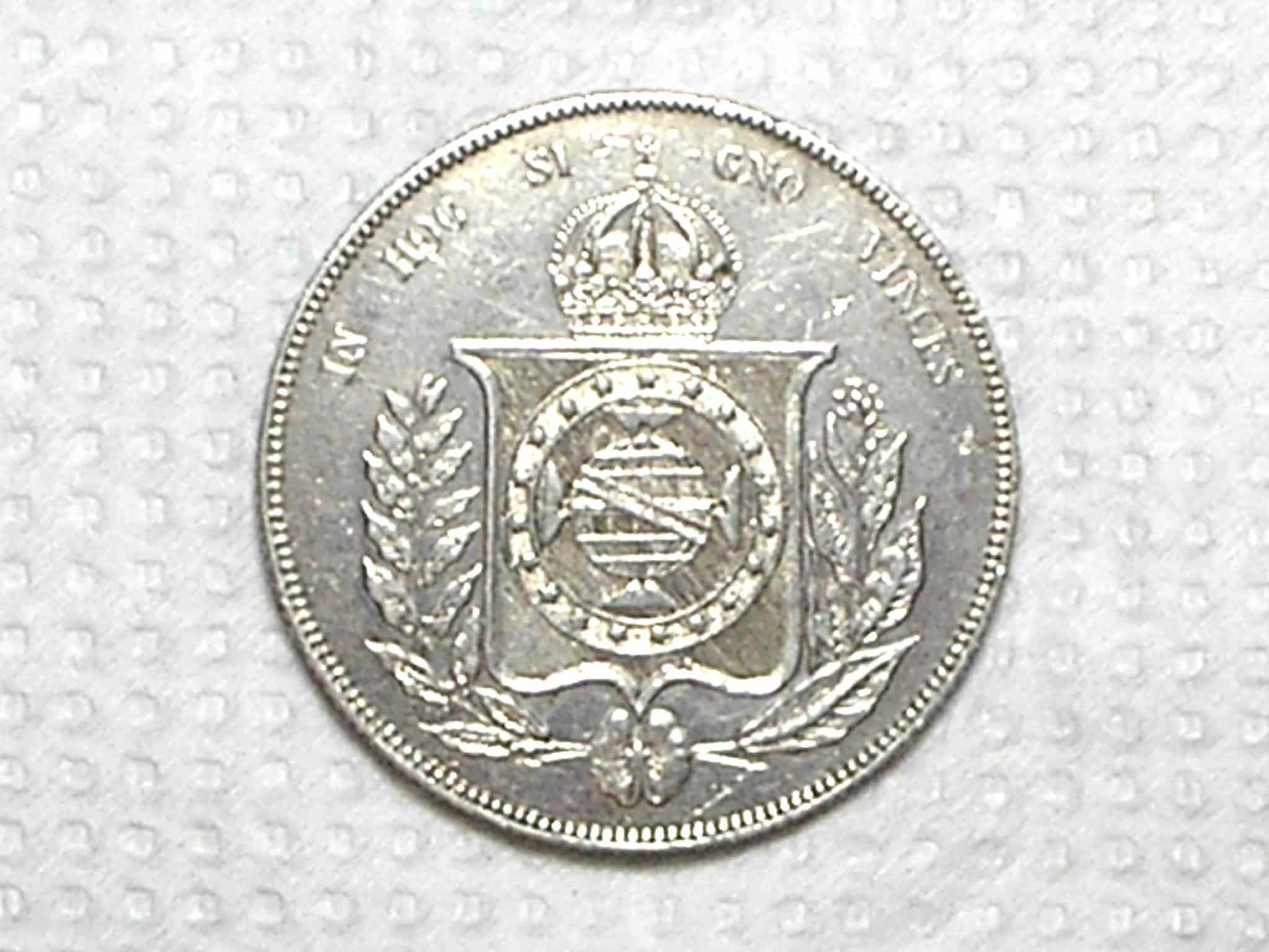 | Casa do Colecionador 1.000 Réis – 1866 / Data, 1º 6 Duplo / Soberba / Variante rara / Prata / cod.450