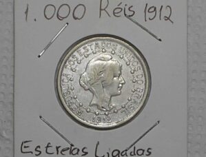 1.000 Réis - 1912 / Estrelas Ligadas / Prata / Mbc/Sob / cod.340