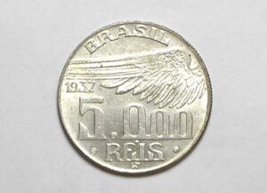 5.000 Réis - 1937 / Santos, Letras Duplas - A data mais dificil da série / Prata
