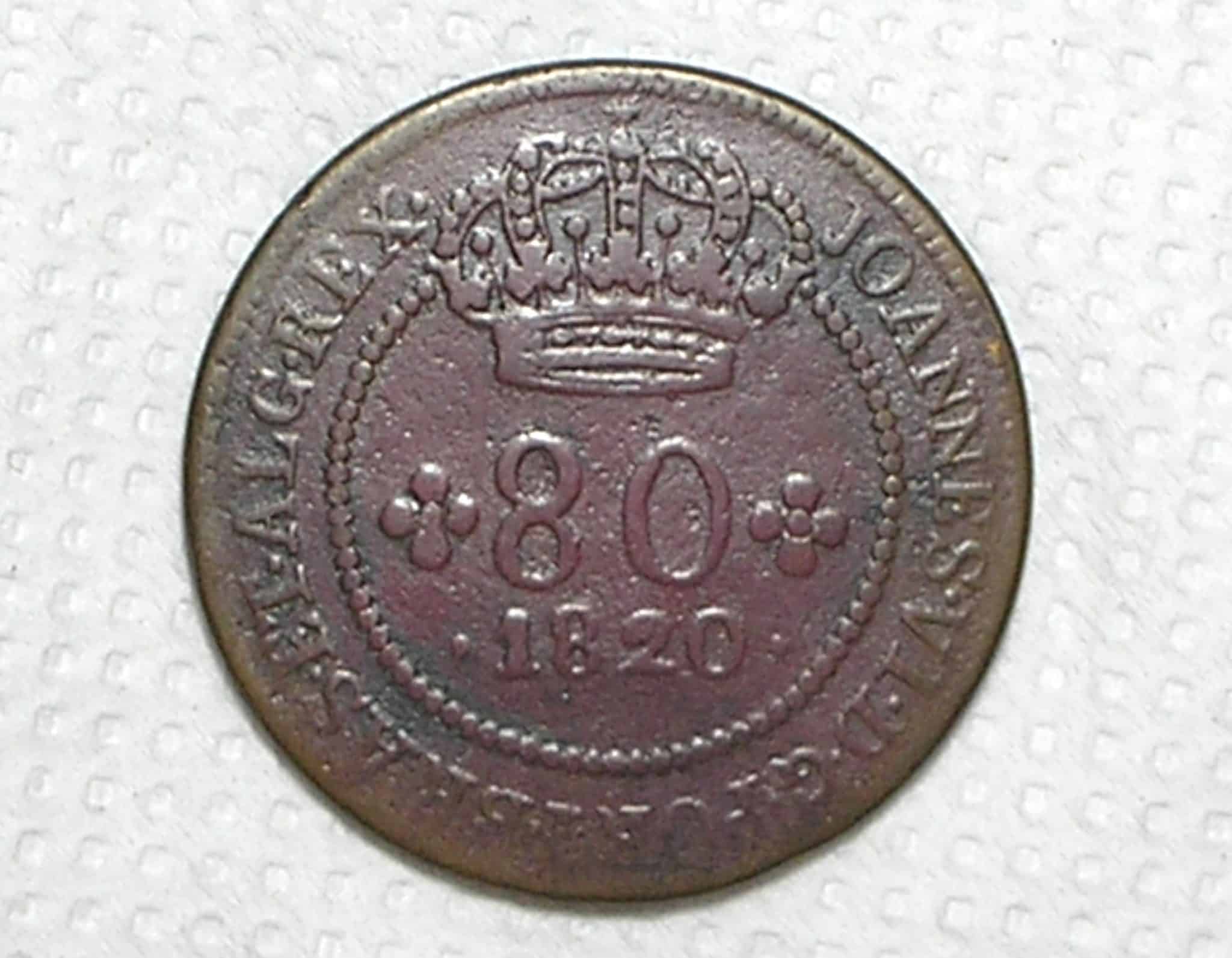 | Casa do Colecionador 80 Réis - 1820 / Cunhada para Moçambique St. Thomé e Principe / 62 Perolas / Mbc / Escassa / Cod.420