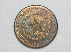 80 Réis - 1830-R / Legítimo Carimbo do Ceará / 22 Tulipas / Florões Obliquos / Mbc / Raro / cod.820