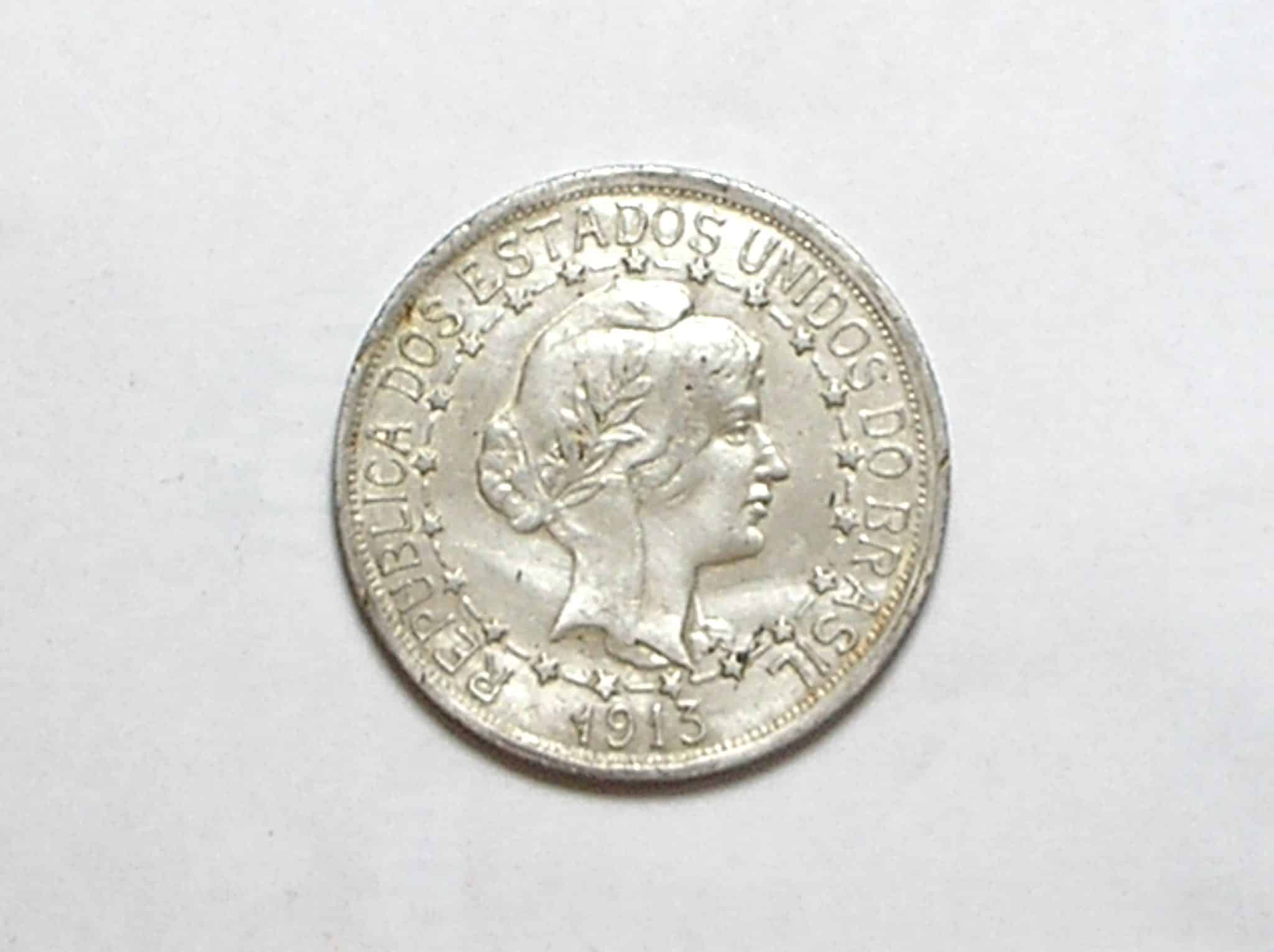 | Casa do Colecionador Brasil 1.000 Réis - 1913 Com Anel de Estrelas Ligadas / Prata - Soberba - Ficando dificil encontrar