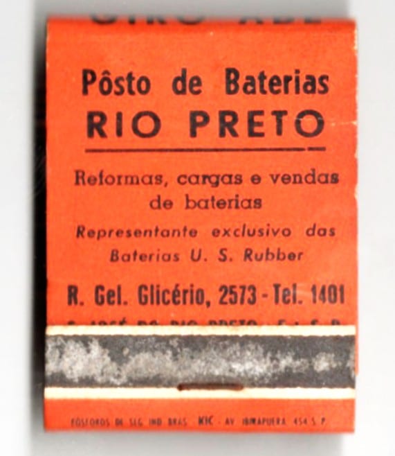 | Casa do Colecionador Caixa De Fosforos Posto de Baterias Rio Preto - Sao Jose Rio Preto - Anos 50