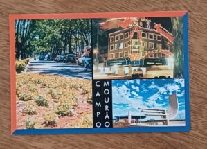 Cartão postal Paraná. Campo Mourão Avenida prédio iluminação.
