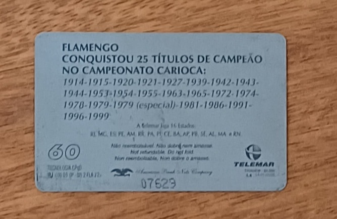| Casa do Colecionador Cartão telefone Brasil Telemar RJ. Flamengo sempre.